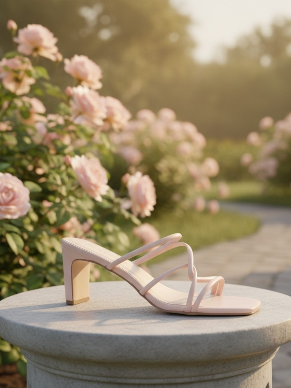 Elegant Women’s Strappy Heeled Sandal — Blush Pink